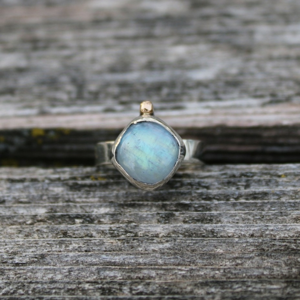 Sterling silver/10 karat gold Moonstone ring